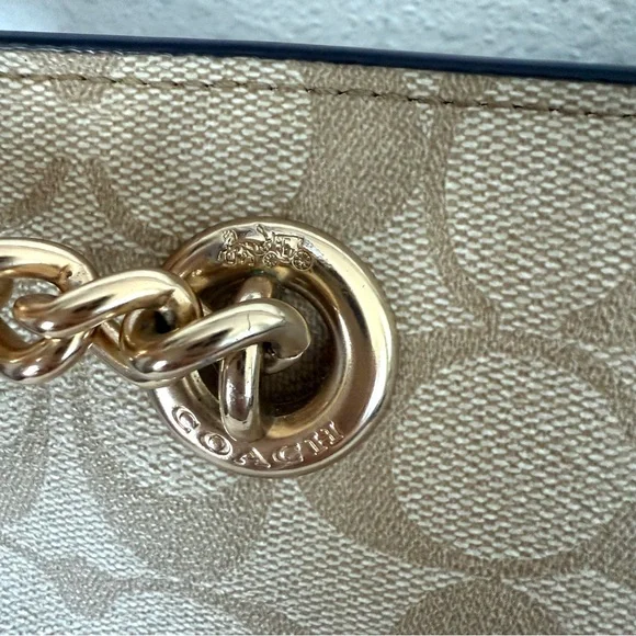 COACH Signature Ava Chain Tote Leather Handbag Shoulder Bag - Picture 5 of 15